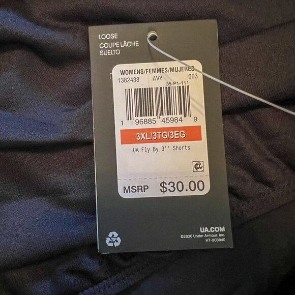 🏷️ NWT Under Armour Women's UA Fly by 3" Shorts Black/High Vis Yellow Size 3XL - Picture 8 of 9